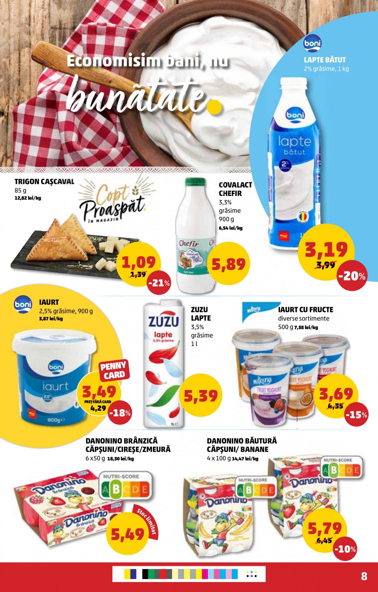 thumbnail - Cataloage PENNY - 07.07.2021 - 13.07.2021 - Produse în vânzare - cireşe, banane, cașcaval, iaurt, Danonino, chefir, lapte, lapte bătut. Pagina 8.