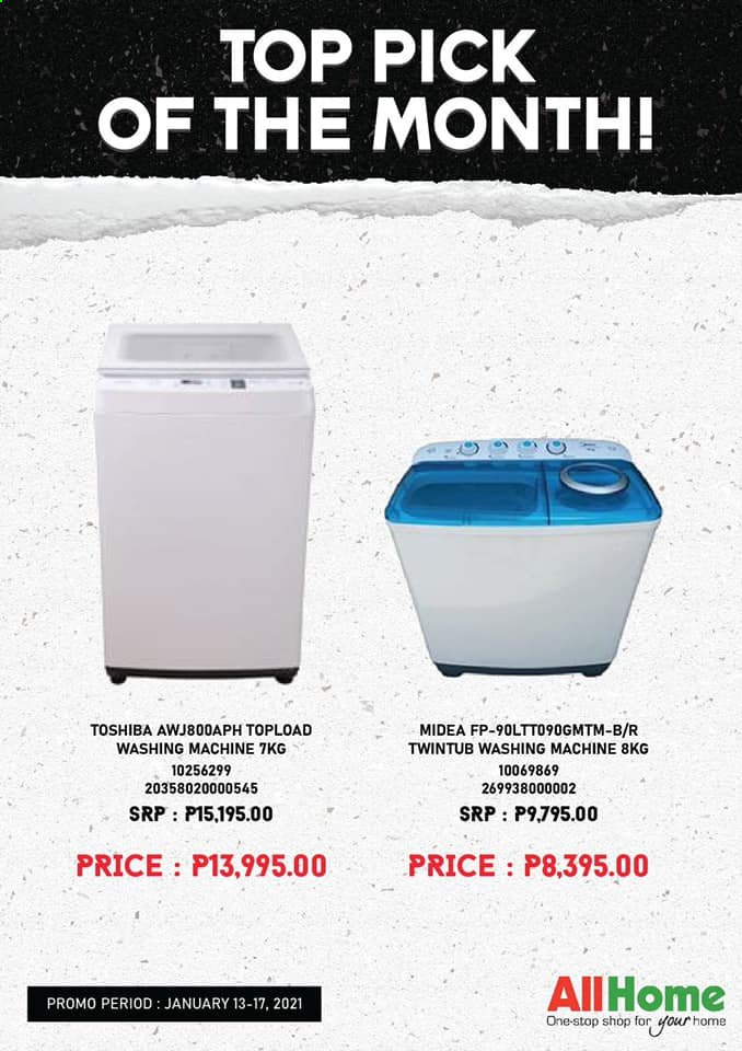thumbnail - AllHome offer  - 13.1.2021 - 15.1.2021 - Sales products - Toshiba, Midea, washing machine. Page 2.