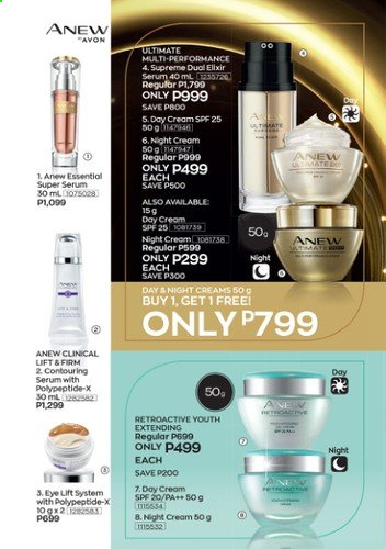 thumbnail - Avon offer  - Sales products - Avon, Anew, day cream, serum, night cream. Page 10.