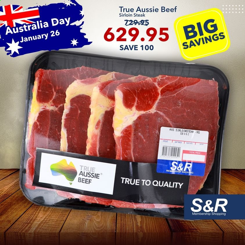 S&R Membership Shopping offer  - 26.1.2021 - 26.1.2021 - Sales products - beef sirloin, steak, sirloin steak, Aussie. Page 6.