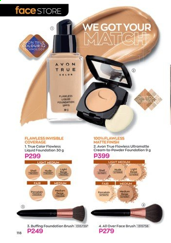 thumbnail - Avon offer  - 1.2.2021 - 28.2.2021 - Sales products - Avon, True Color, face powder, powder foundation, foundation brush, brush. Page 118.