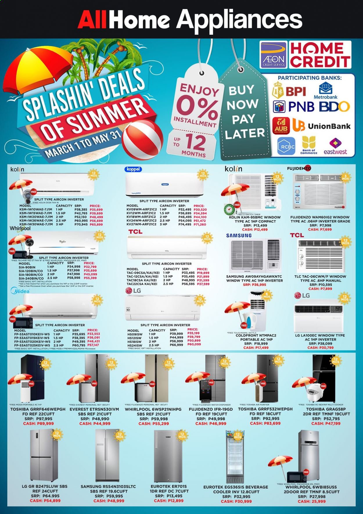 thumbnail - AllHome offer  - 1.3.2021 - 31.5.2021 - Sales products - LG, Hewlett Packard, dispenser, Samsung, TCL, Toshiba, Midea, oven, microwave, air purifier, multifunction cooker, kettle, switch. Page 10.
