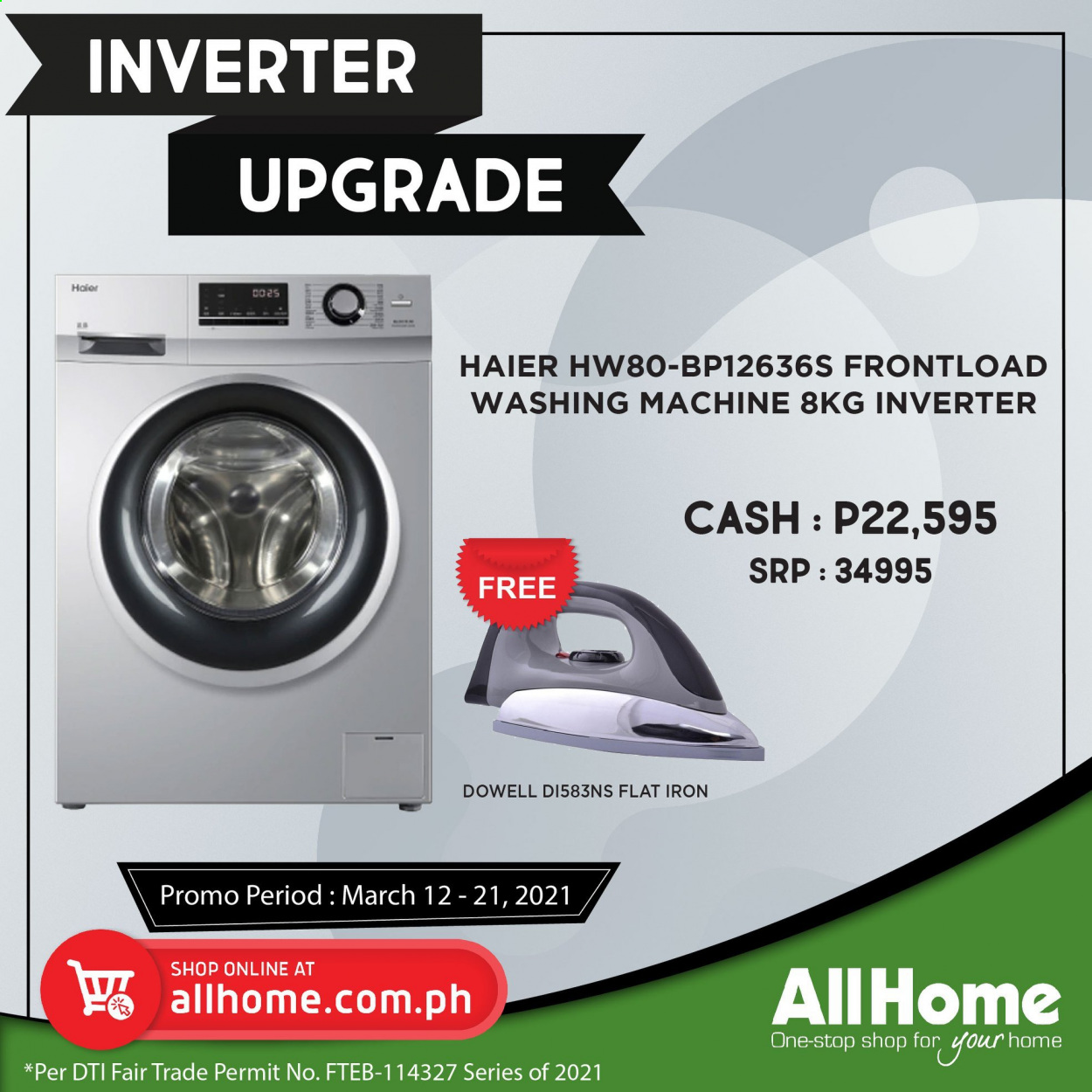 thumbnail - AllHome offer  - 12.3.2021 - 21.3.2021 - Sales products - Haier, washing machine. Page 3.