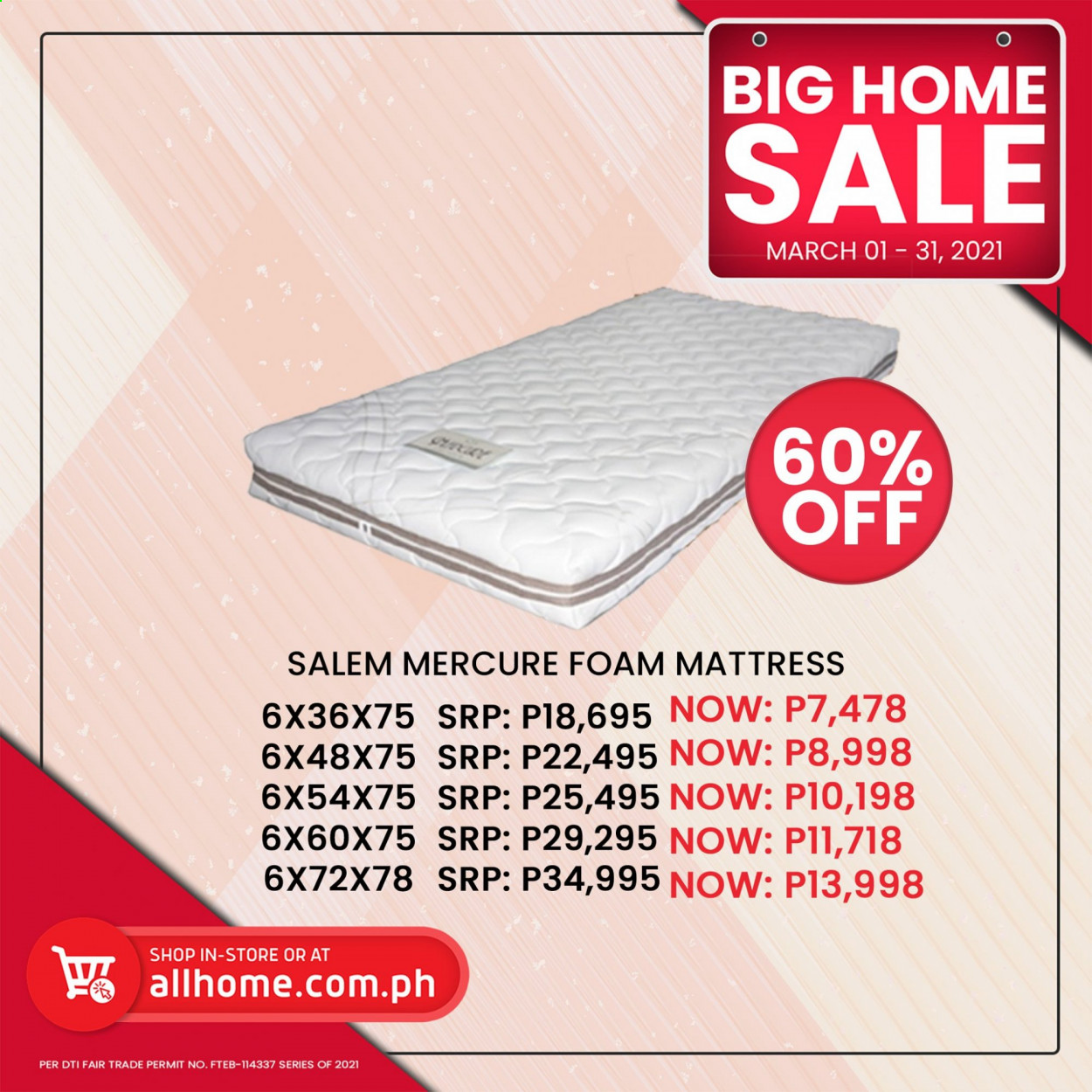 thumbnail - AllHome offer  - 1.3.2021 - 31.3.2021 - Sales products - mattress, foam mattress. Page 3.