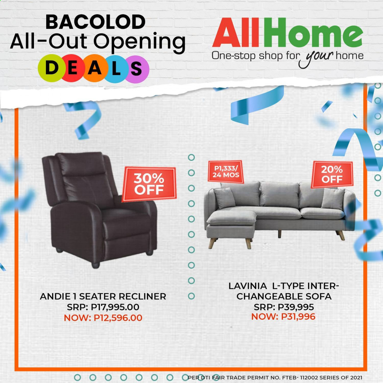 thumbnail - AllHome offer  - Sales products - sofa, recliner chair. Page 5.