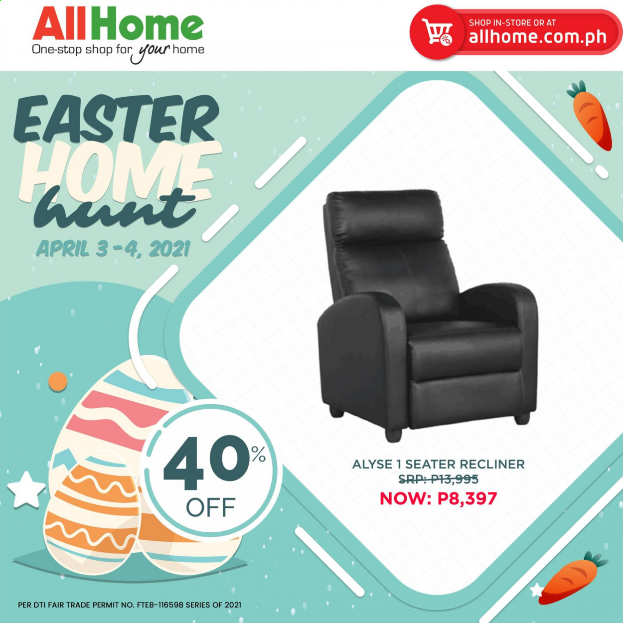 thumbnail - AllHome offer  - 3.4.2021 - 4.4.2021 - Sales products - recliner chair. Page 4.