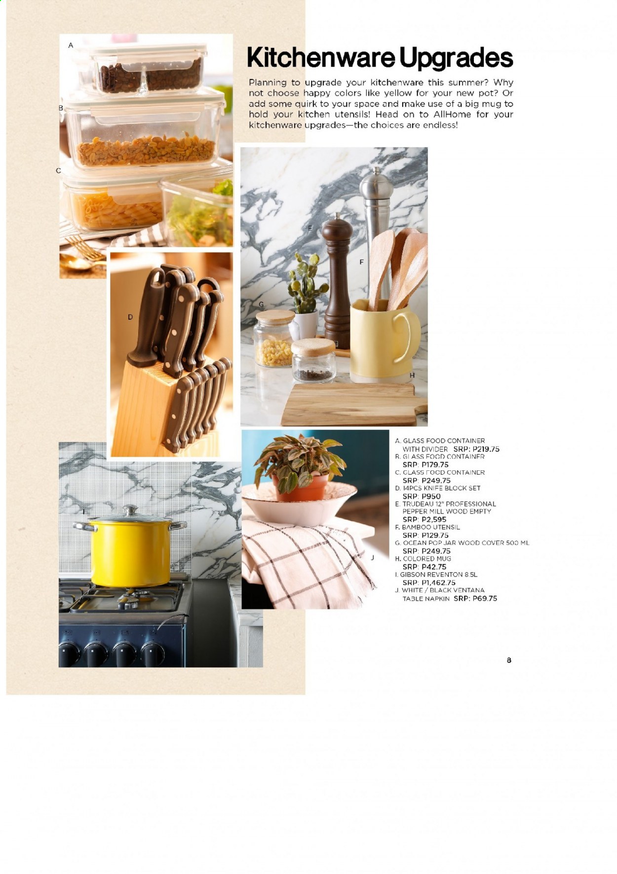 thumbnail - AllHome offer  - 23.3.2021 - 30.6.2021 - Sales products - knife, mug, utensils, pot, knife block, jar, table. Page 14.