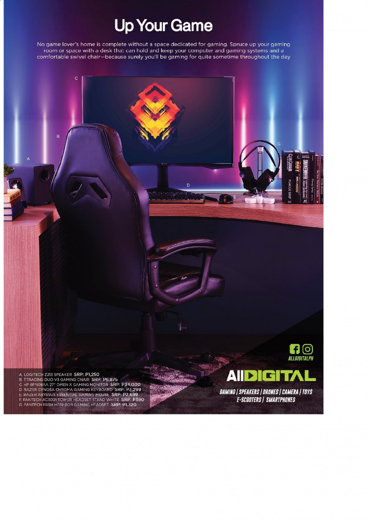 thumbnail - AllHome offer  - 23.3.2021 - 30.6.2021 - Sales products - gaming keyboard, Razer, gaming headset, Hewlett Packard, drone, smartphone, computer, Logitech, keyboard, monitor, camera, speaker, headset, chair, swivel chair, toys. Page 58.