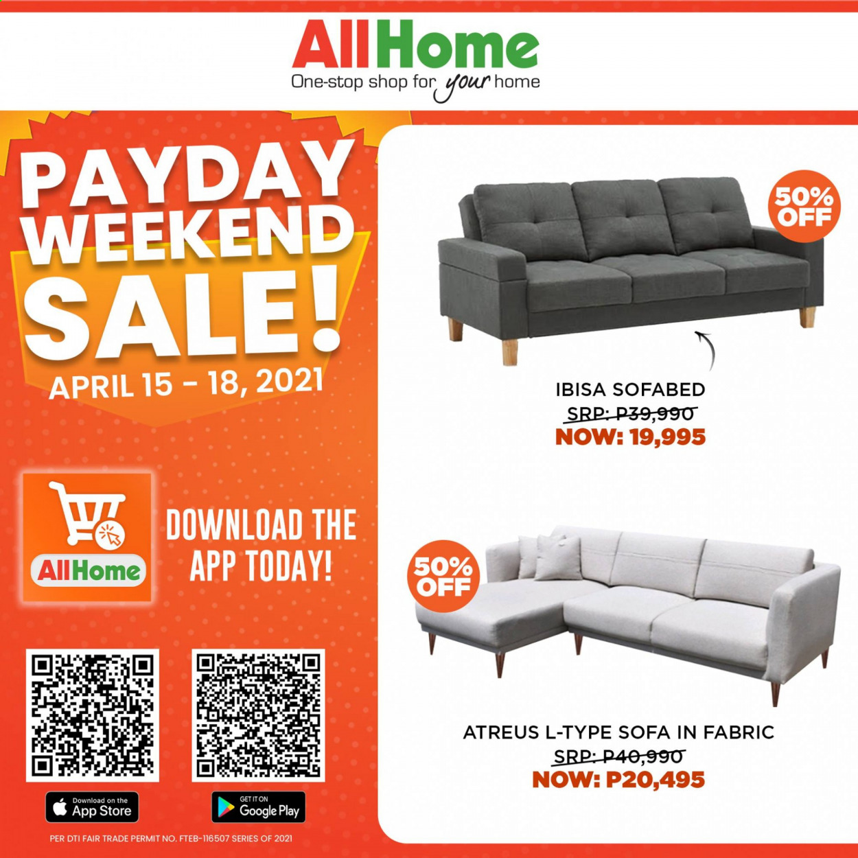 thumbnail - AllHome offer  - 15.4.2021 - 18.4.2021 - Sales products - sofa. Page 5.
