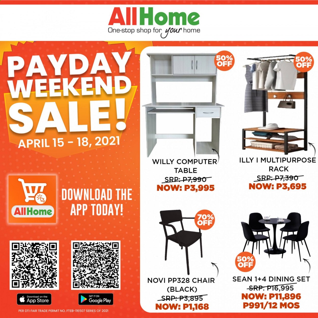 thumbnail - AllHome offer  - 15.4.2021 - 18.4.2021 - Sales products - computer, dining set, table, chair. Page 7.