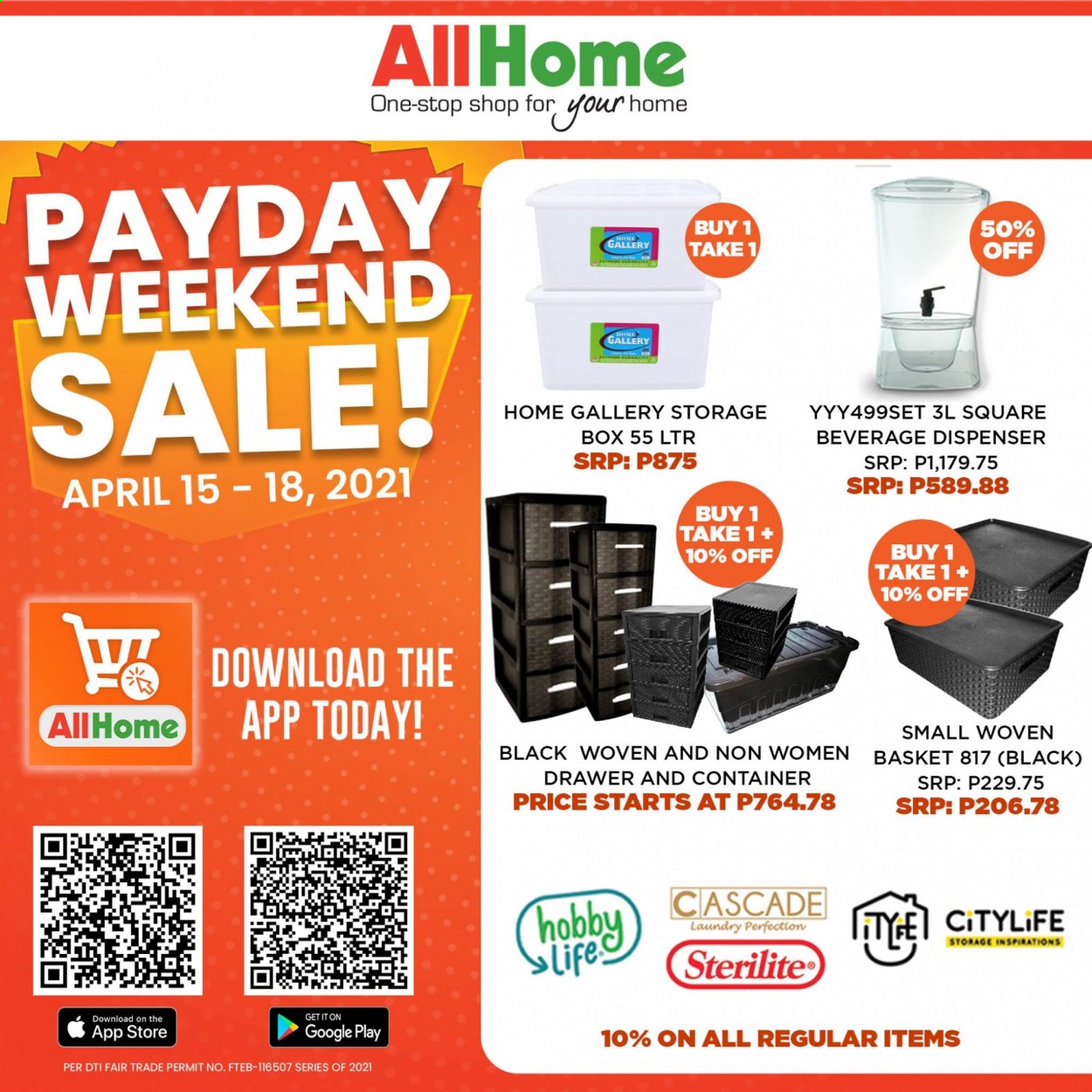 thumbnail - AllHome offer  - 15.4.2021 - 18.4.2021 - Sales products - basket, dispenser. Page 11.