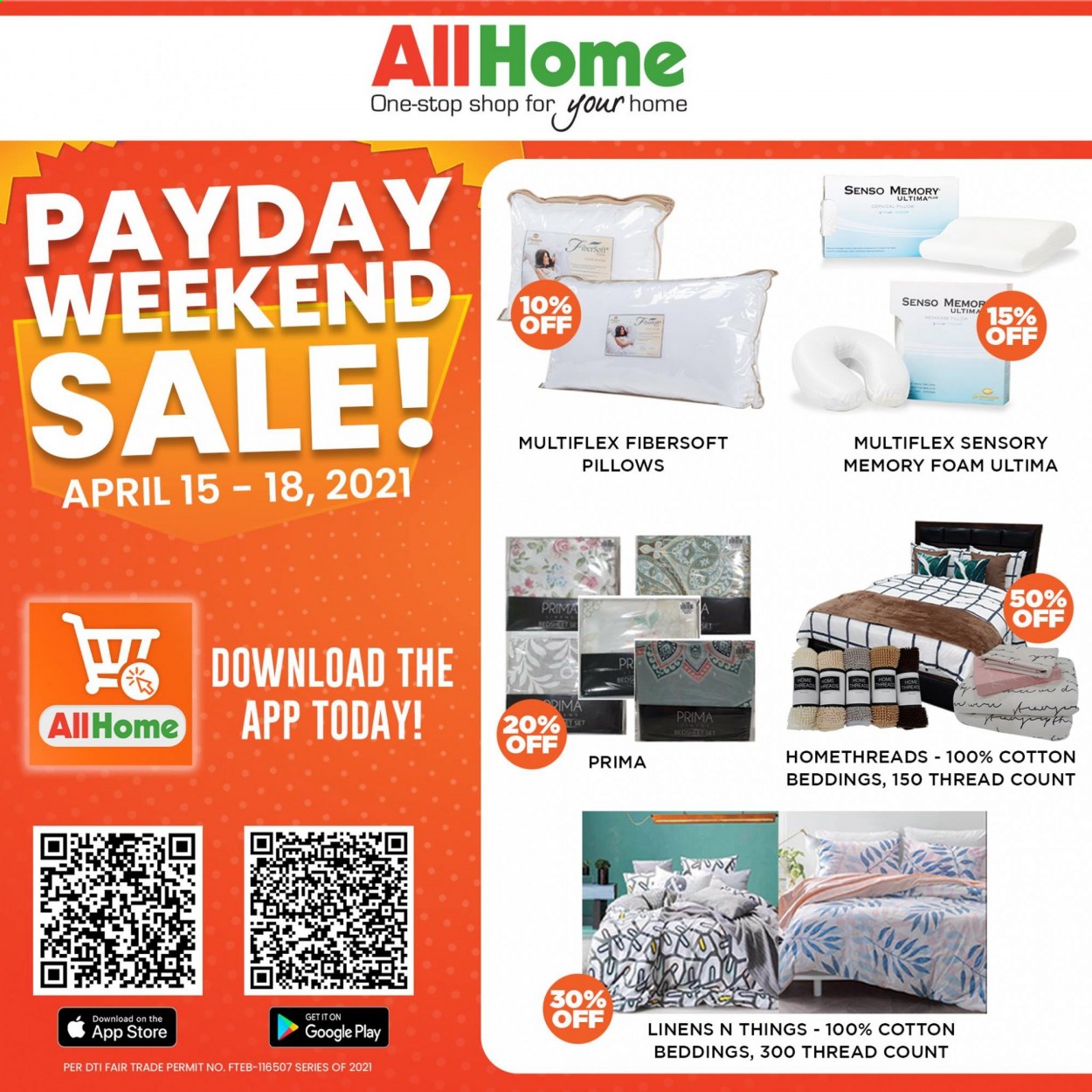 thumbnail - AllHome offer  - 15.4.2021 - 18.4.2021 - Sales products - linens, pillow, bed. Page 12.