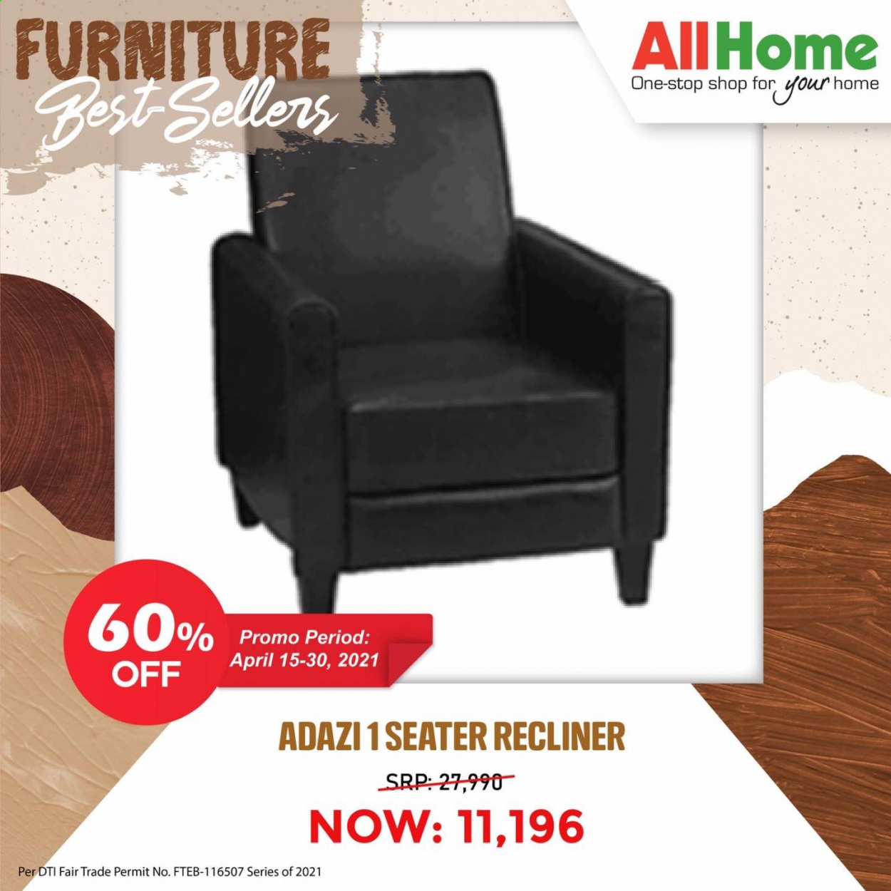 thumbnail - AllHome offer  - 15.4.2021 - 30.4.2021 - Sales products - recliner chair. Page 4.