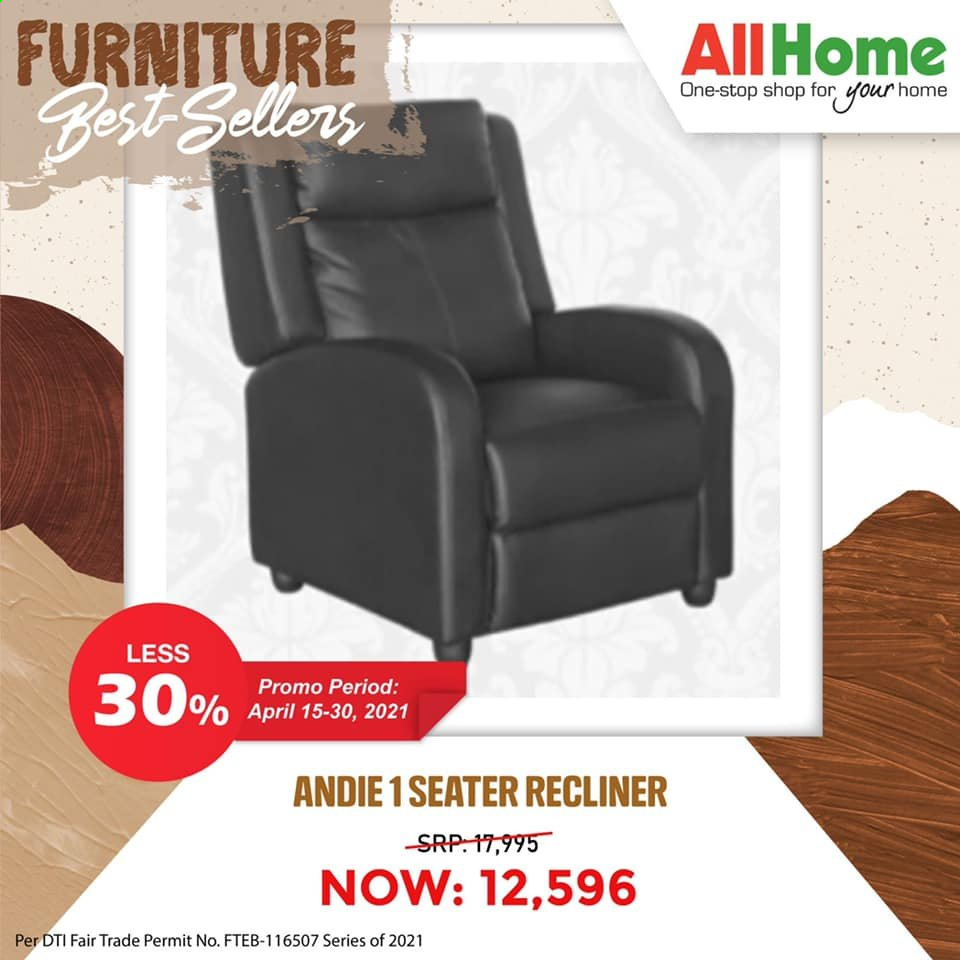 thumbnail - AllHome offer  - 15.4.2021 - 30.4.2021 - Sales products - recliner chair. Page 8.