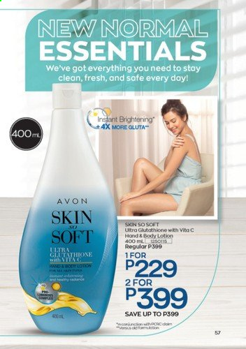 thumbnail - Avon offer  - 1.5.2021 - 31.5.2021 - Sales products - Avon, Skin So Soft, body lotion. Page 57.