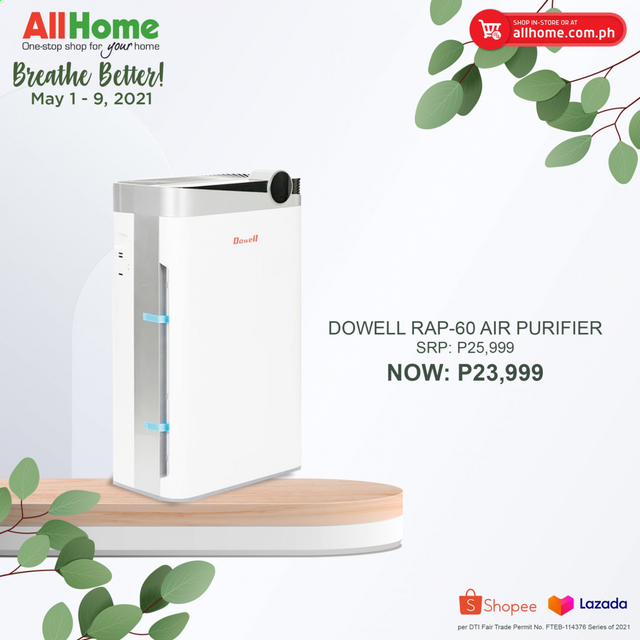 thumbnail - AllHome offer  - 1.5.2021 - 9.5.2021 - Sales products - air purifier. Page 5.