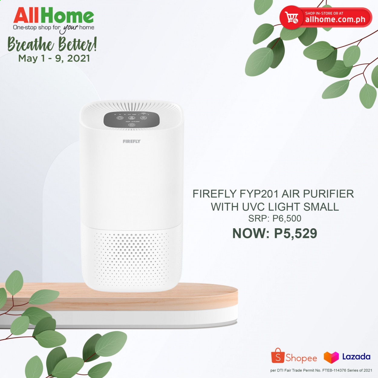 thumbnail - AllHome offer  - 1.5.2021 - 9.5.2021 - Sales products - air purifier. Page 8.