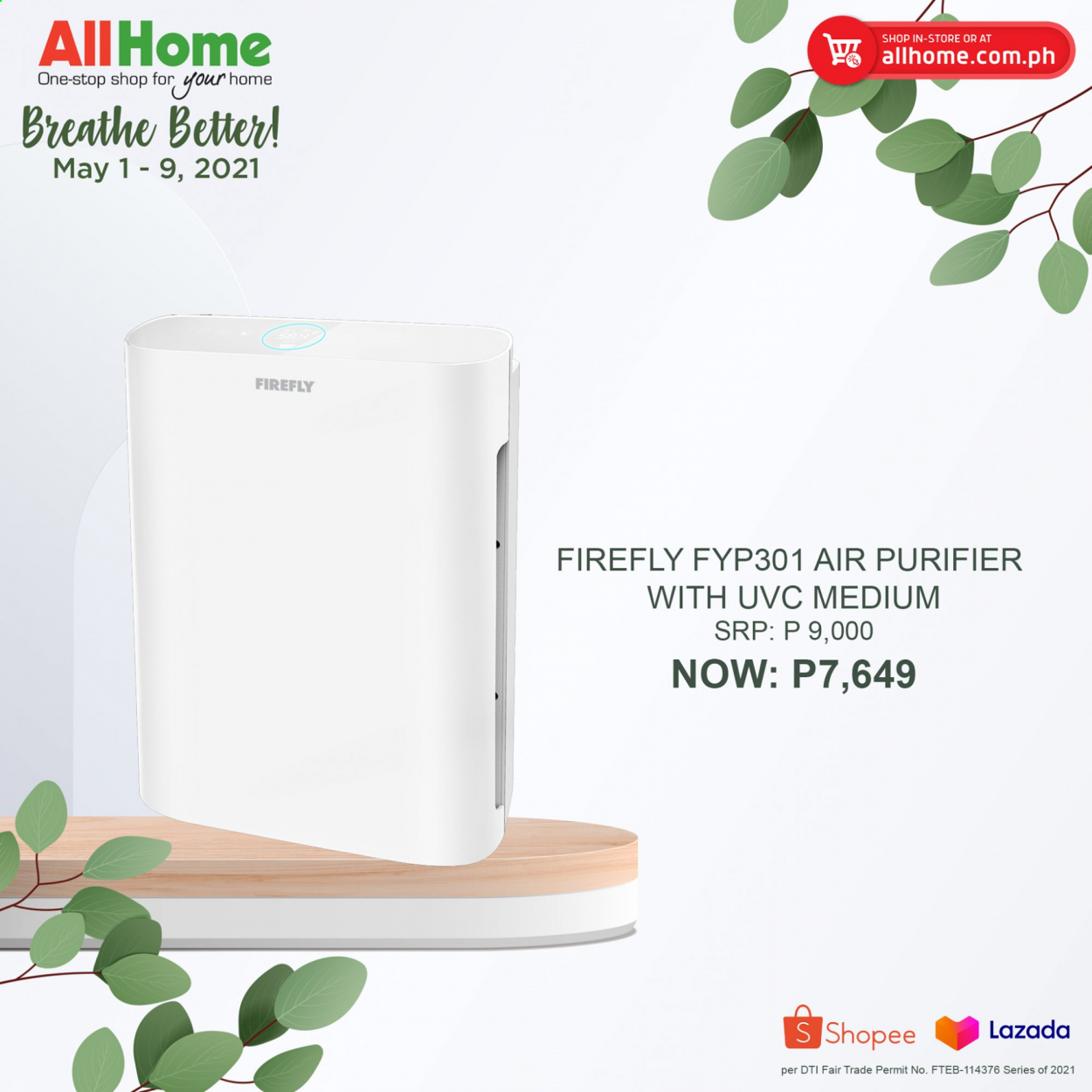 thumbnail - AllHome offer  - 1.5.2021 - 9.5.2021 - Sales products - air purifier. Page 10.