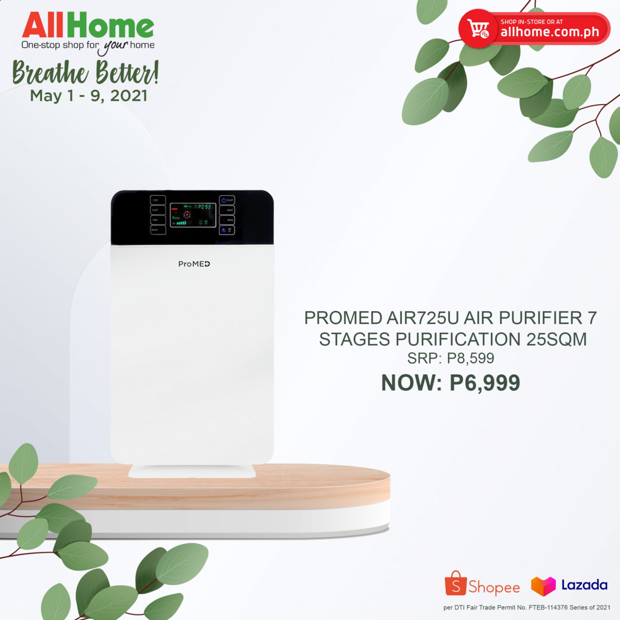 thumbnail - AllHome offer  - 1.5.2021 - 9.5.2021 - Sales products - air purifier. Page 12.