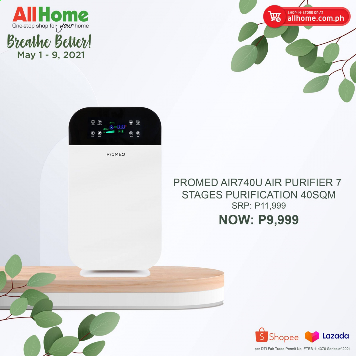 thumbnail - AllHome offer  - 1.5.2021 - 9.5.2021 - Sales products - air purifier. Page 13.