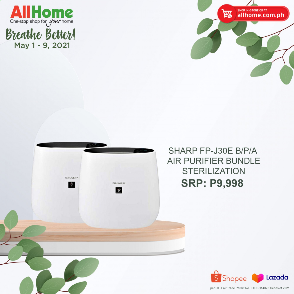 thumbnail - AllHome offer  - 1.5.2021 - 9.5.2021 - Sales products - Sharp, air purifier. Page 14.