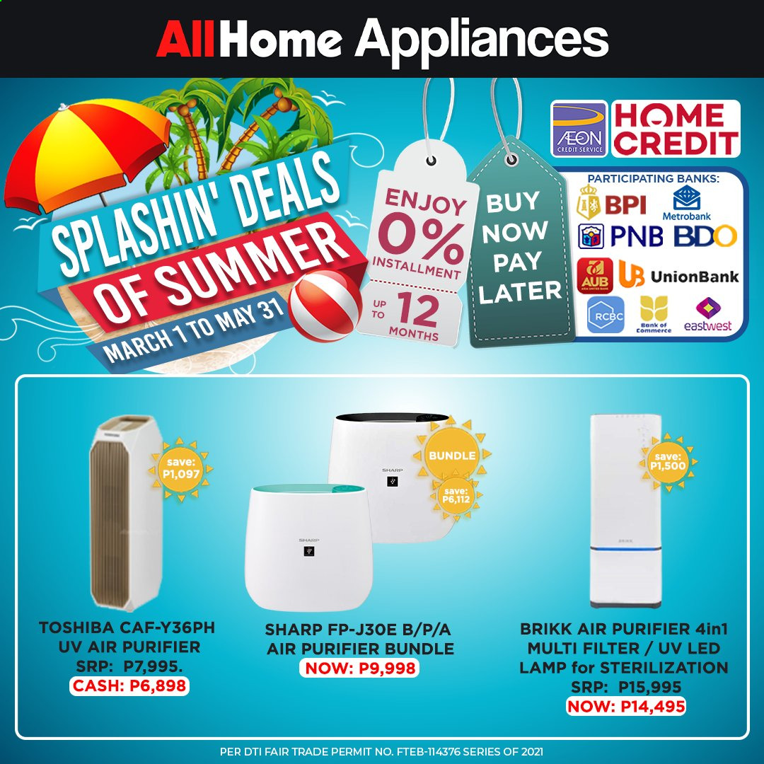 thumbnail - AllHome offer  - 1.5.2021 - 31.5.2021 - Sales products - Sharp, Toshiba, air purifier, lamp. Page 5.