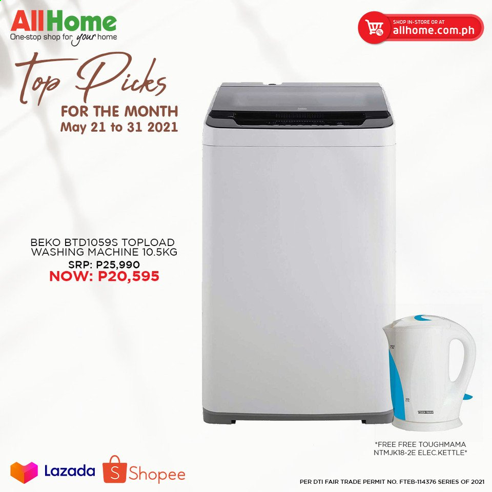 thumbnail - AllHome offer  - 21.5.2021 - 31.5.2021 - Sales products - Beko, washing machine, kettle. Page 8.