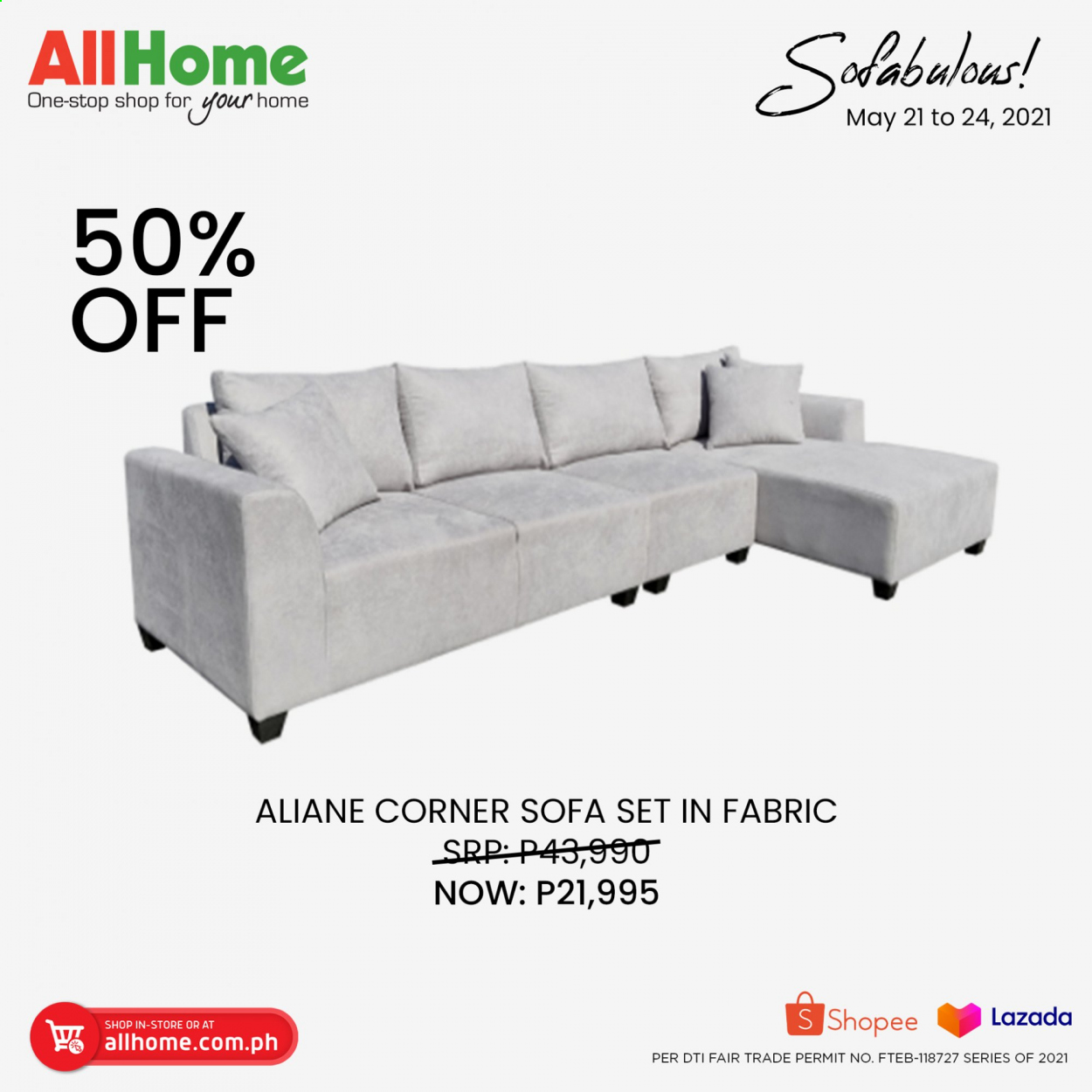 thumbnail - AllHome offer  - 21.5.2021 - 24.5.2021 - Sales products - corner sofa, sofa. Page 4.