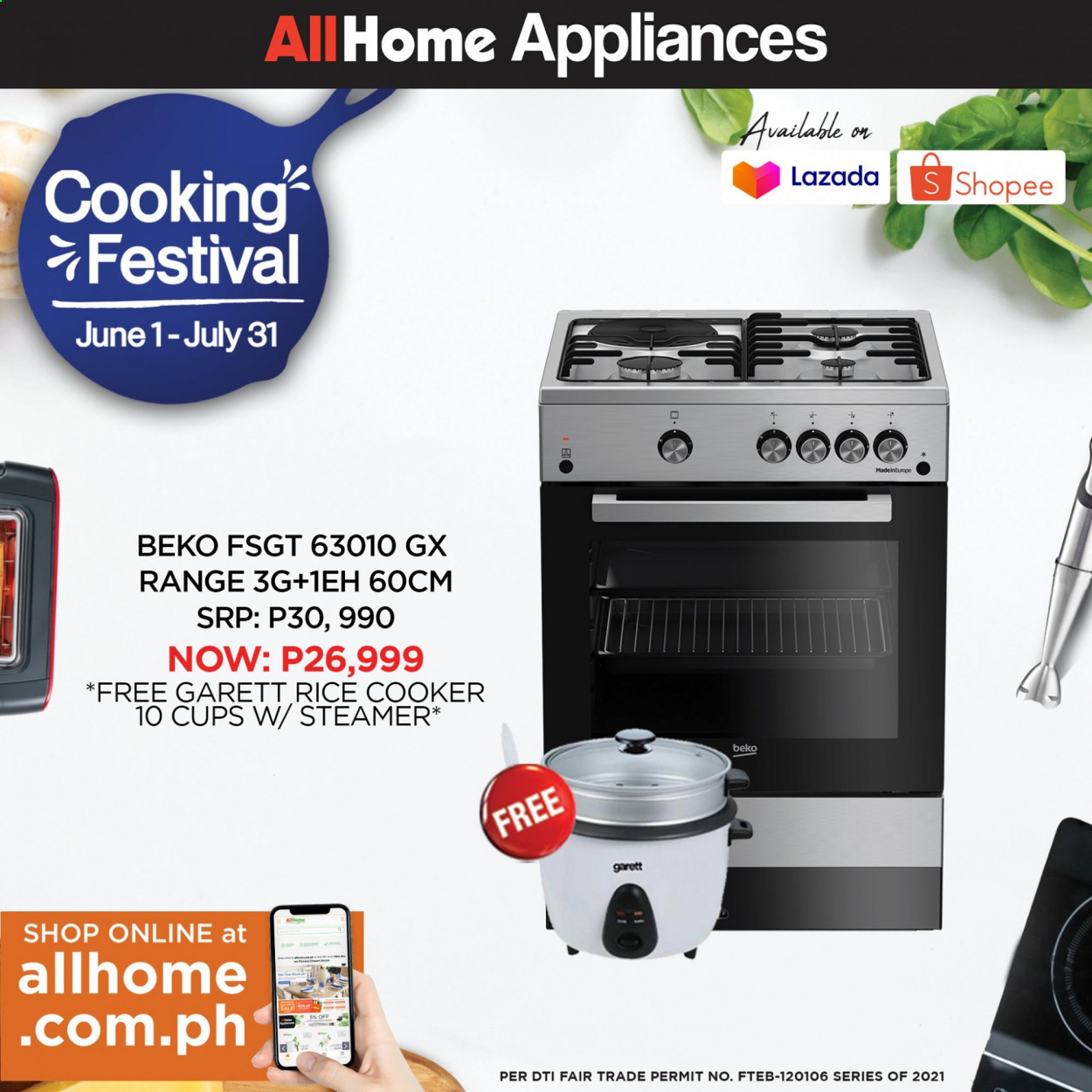 thumbnail - AllHome offer  - 1.6.2021 - 31.7.2021 - Sales products - rice cooker, cup, Beko. Page 14.