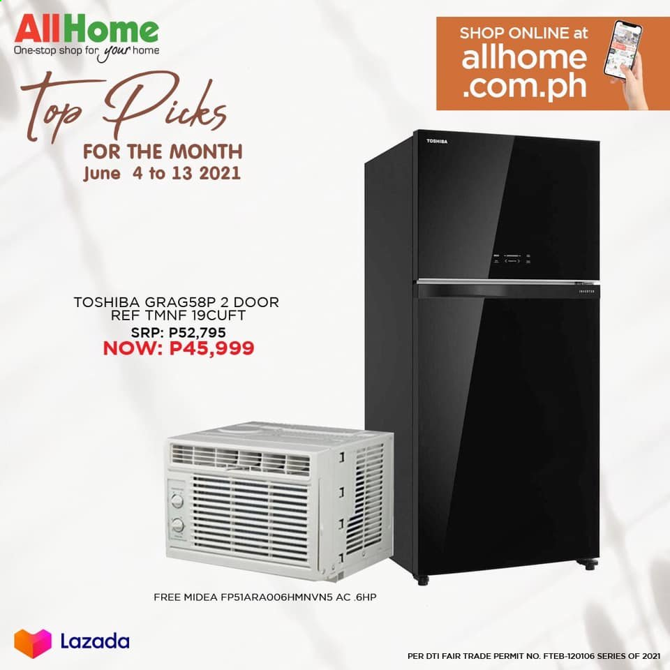 thumbnail - AllHome offer  - 4.6.2021 - 13.6.2021 - Sales products - Toshiba, Midea. Page 1.