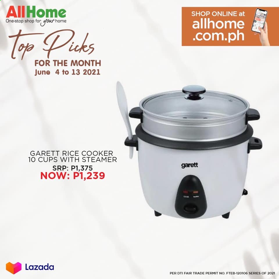 thumbnail - AllHome offer  - 4.6.2021 - 13.6.2021 - Sales products - rice cooker, cup. Page 10.