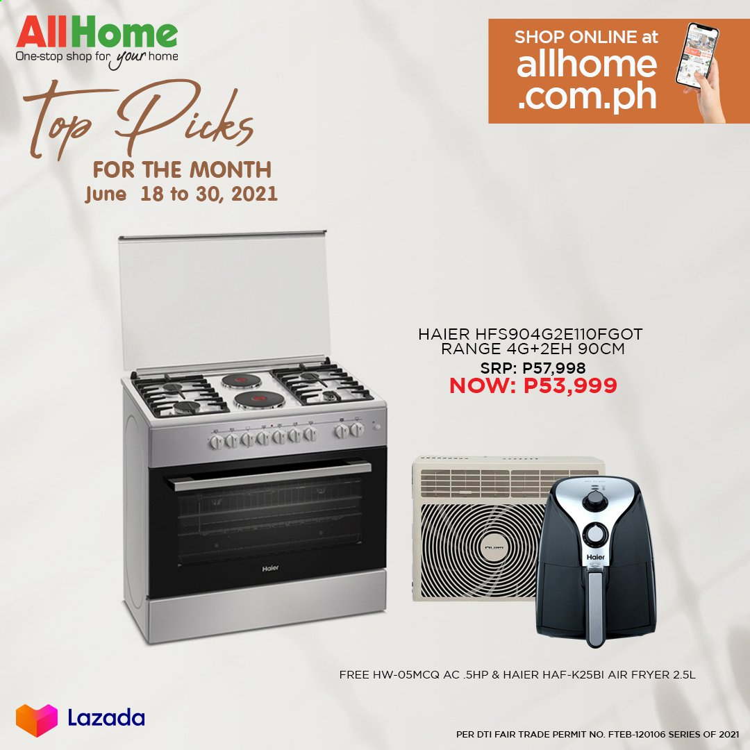 thumbnail - AllHome offer  - 18.6.2021 - 30.6.2021 - Sales products - Haier, air fryer. Page 1.