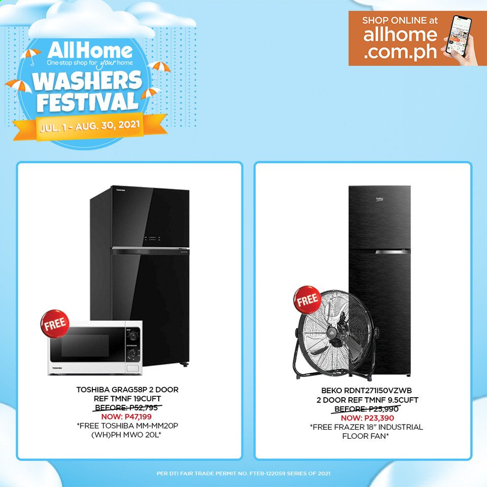 thumbnail - AllHome offer  - 1.7.2021 - 30.8.2021 - Sales products - Toshiba, Beko, washers. Page 2.
