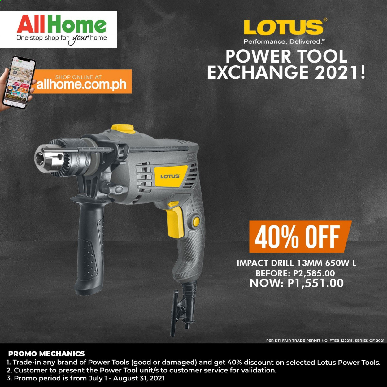 thumbnail - AllHome offer  - 1.7.2021 - 31.8.2021 - Sales products - Lotus, drill, power tools. Page 4.