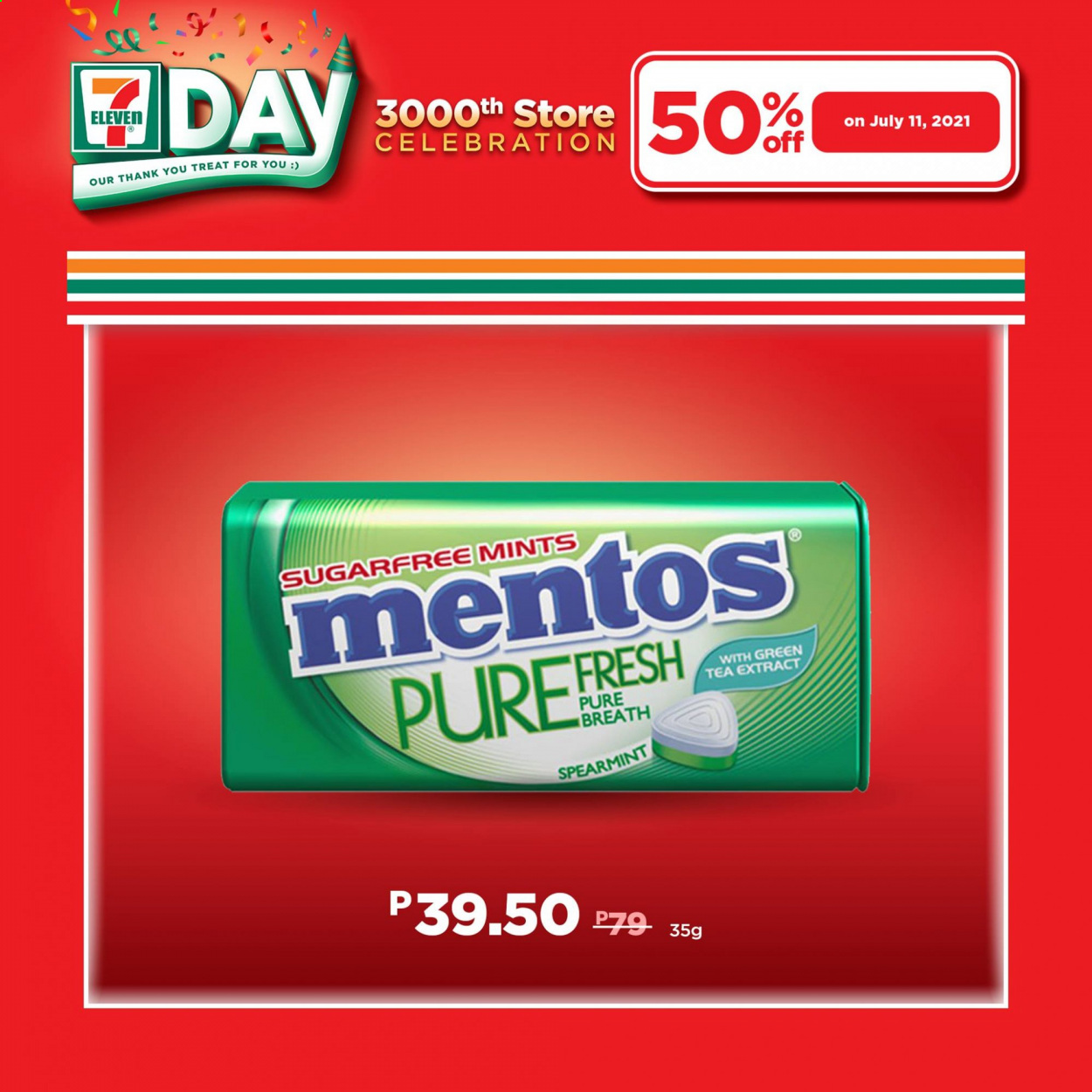 thumbnail - 7 Eleven offer  - 11.7.2021 - 11.7.2021 - Sales products - Mentos, green tea, tea. Page 21.