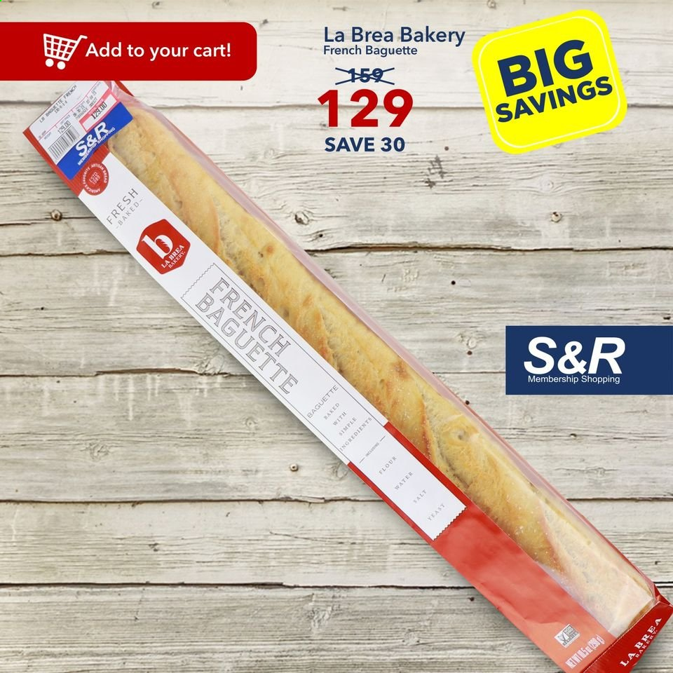 thumbnail - S&R Membership Shopping offer  - Sales products - baguette, yeast, flour, salt, cart. Page 5.