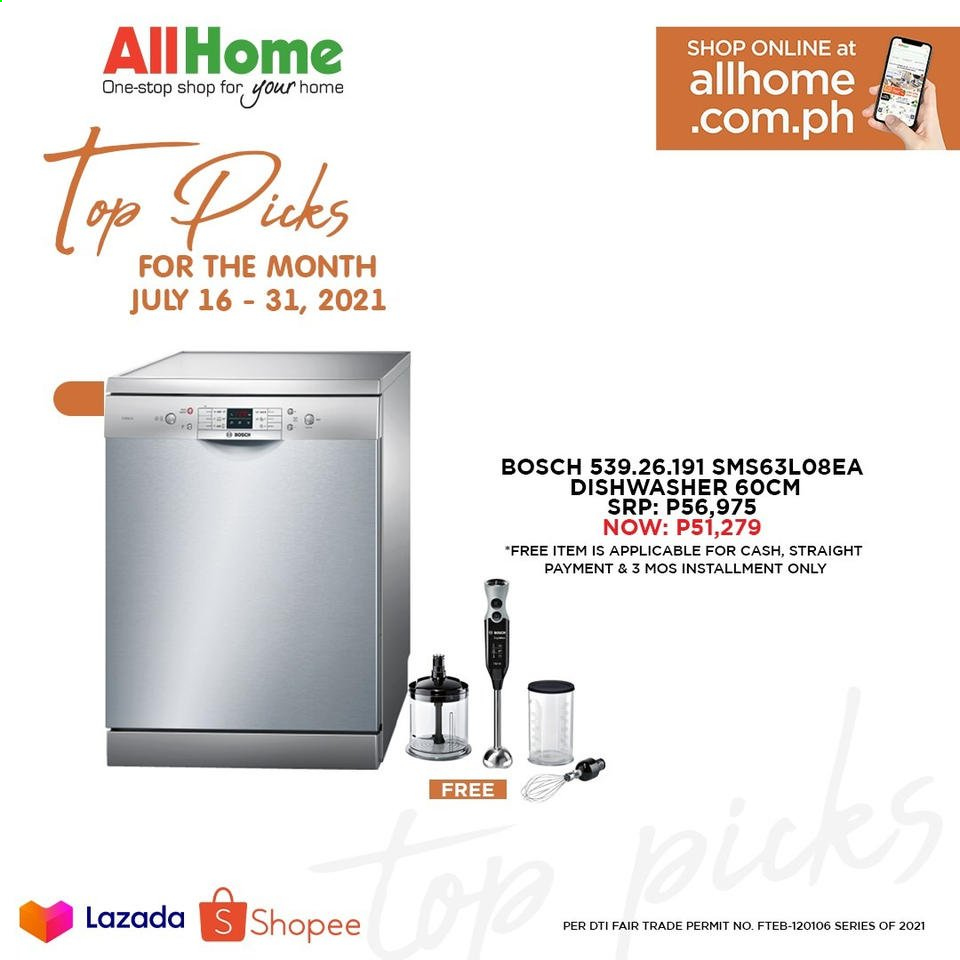 thumbnail - AllHome offer  - 16.7.2021 - 31.7.2021 - Sales products - Bosch, dishwasher. Page 4.