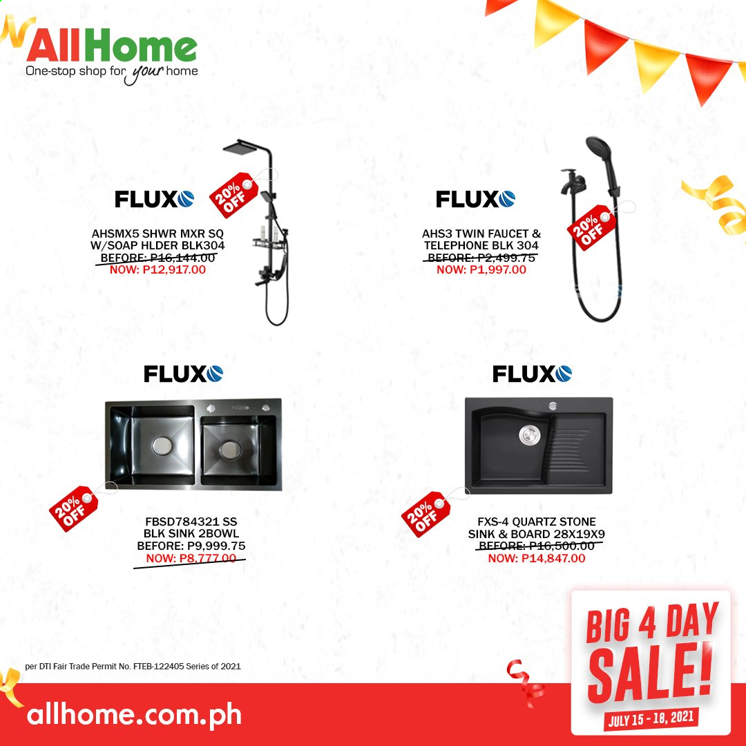 thumbnail - AllHome offer  - 15.7.2021 - 18.7.2021 - Sales products - faucet, sink. Page 46.