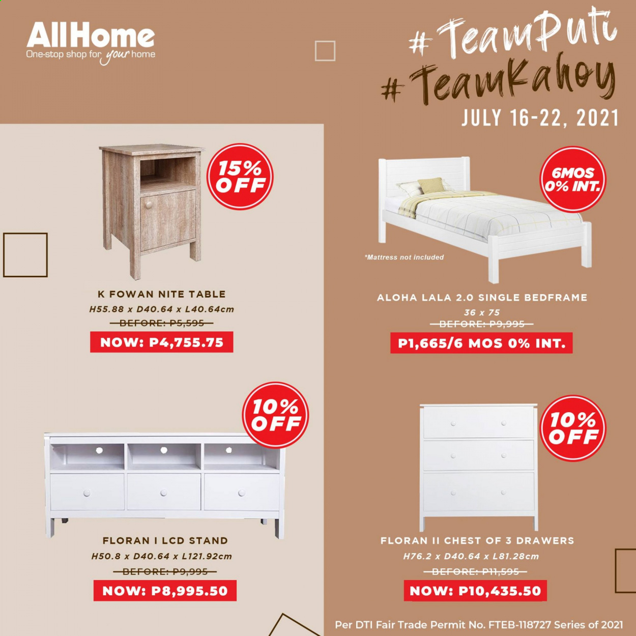 thumbnail - AllHome offer  - 16.7.2021 - 20.7.2021 - Sales products - table, mattress. Page 5.