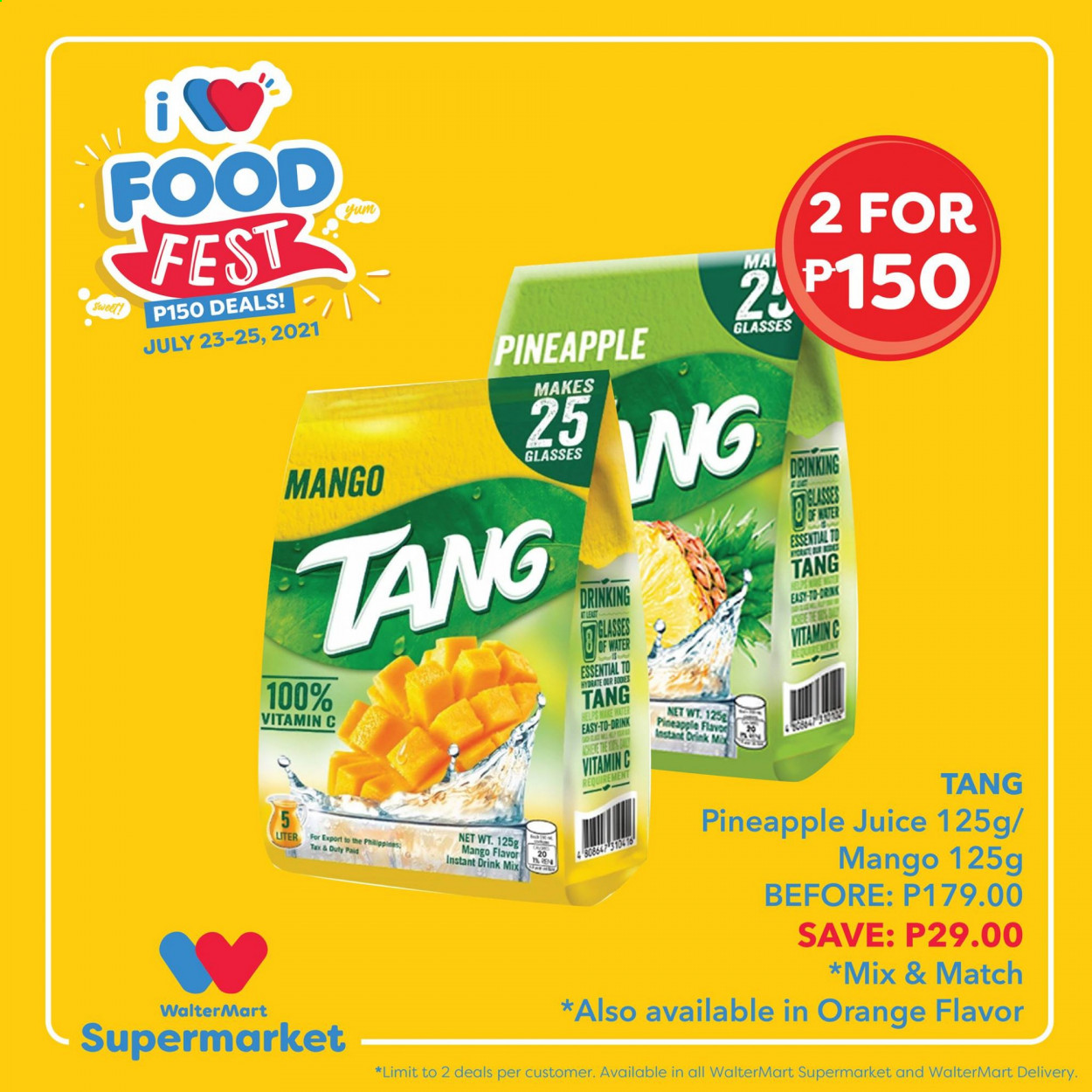 thumbnail - Walter Mart offer  - 23.7.2021 - 25.7.2021 - Sales products - mango, pineapple, oranges, pineapple juice, juice, vitamin c. Page 9.