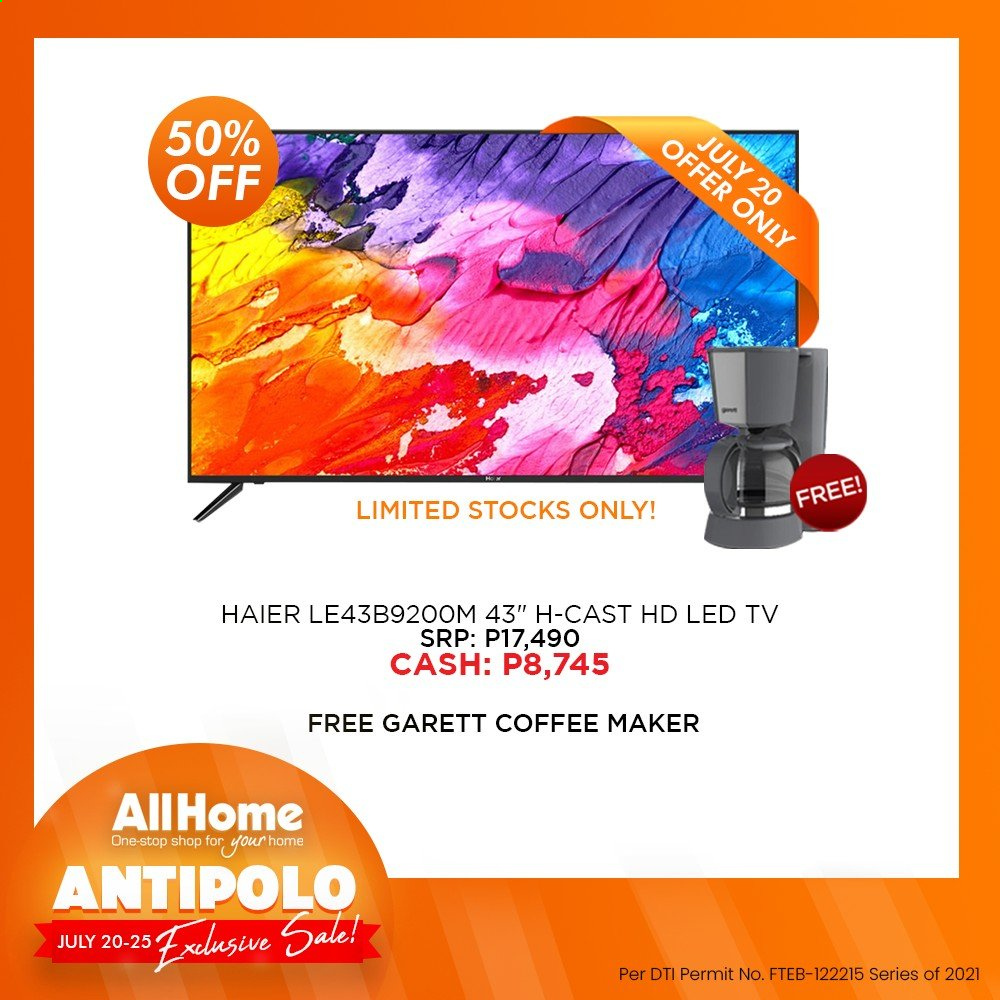 thumbnail - AllHome offer  - 20.7.2021 - 25.7.2021 - Sales products - Haier, LED TV, TV, coffee machine. Page 2.