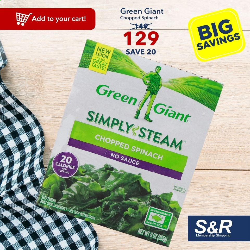 S&R Membership Shopping offer  - Sales products - spinach, cart. Page 5.