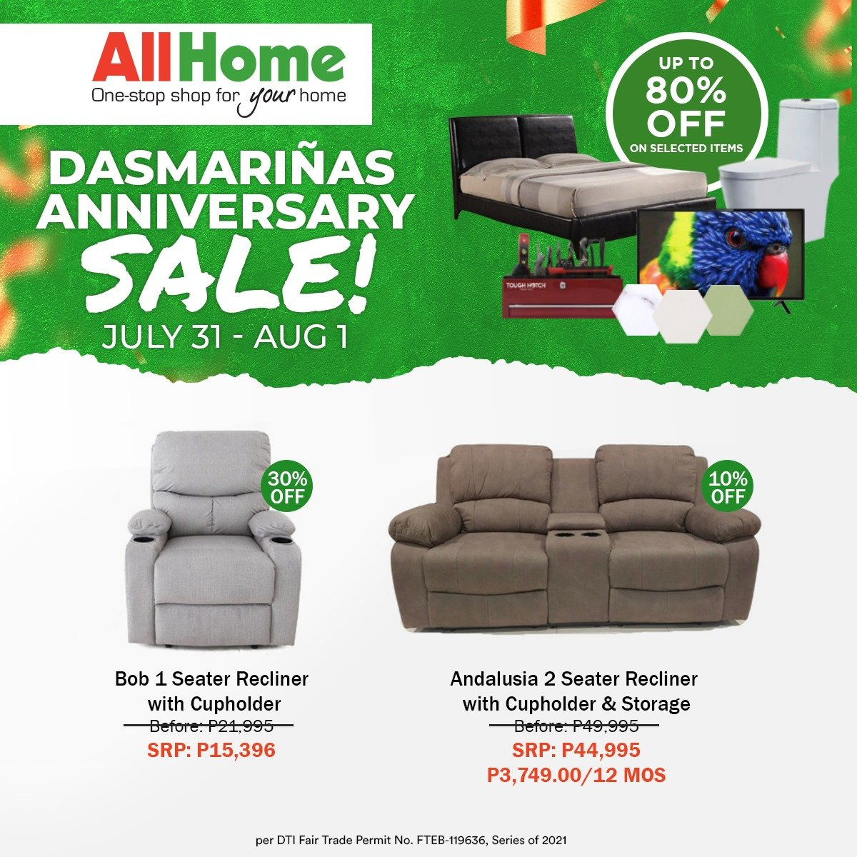 thumbnail - AllHome offer  - 31.7.2021 - 1.8.2021 - Sales products - recliner chair. Page 2.