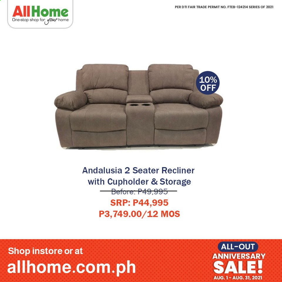 thumbnail - AllHome offer  - 1.8.2021 - 31.8.2021 - Sales products - recliner chair. Page 4.