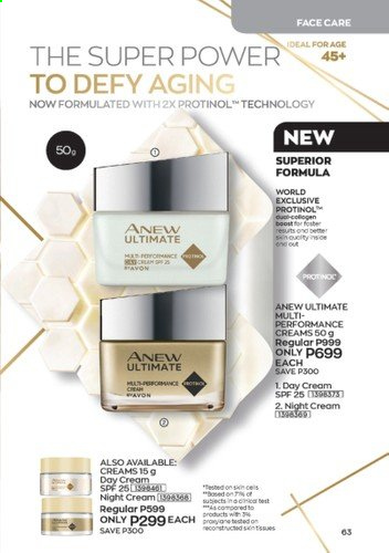 thumbnail - Avon offer  - 1.8.2021 - 31.8.2021 - Sales products - Avon, Anew, day cream, night cream. Page 63.