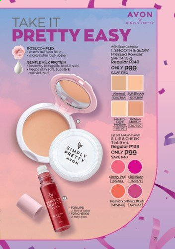 thumbnail - Avon offer  - 1.8.2021 - 31.8.2021 - Sales products - Avon, cheek tint, face powder. Page 71.
