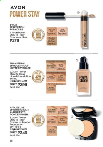 thumbnail - Avon offer  - 1.8.2021 - 31.8.2021 - Sales products - Avon, corrector, face powder, powder foundation. Page 88.
