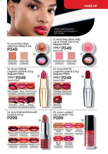 Avon offer  - 1.8.2021 - 31.8.2021 - Sales products - jelly, Voom, Avon, lipstick, makeup, cheek tint. Page 93.
