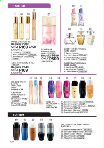 thumbnail - Avon offer  - 1.8.2021 - 31.8.2021 - Sales products - cologne, far away, roll-on, deodorant. Page 100.