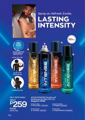 thumbnail - Avon offer  - 1.8.2021 - 31.8.2021 - Sales products - Avon, body spray, anti-perspirant, deodorant. Page 130.